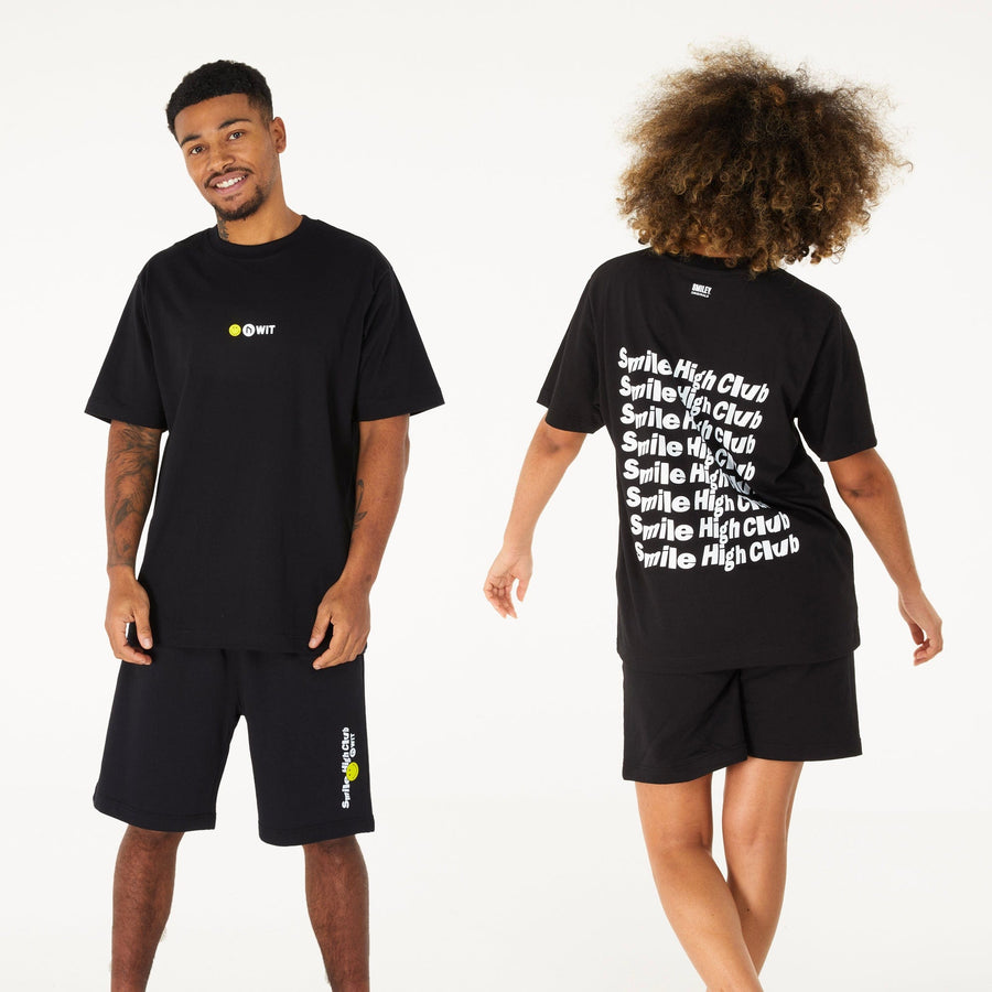 WIT Fitness T-shirts WIT & Smiley Originals Smile High Club Tee in Black