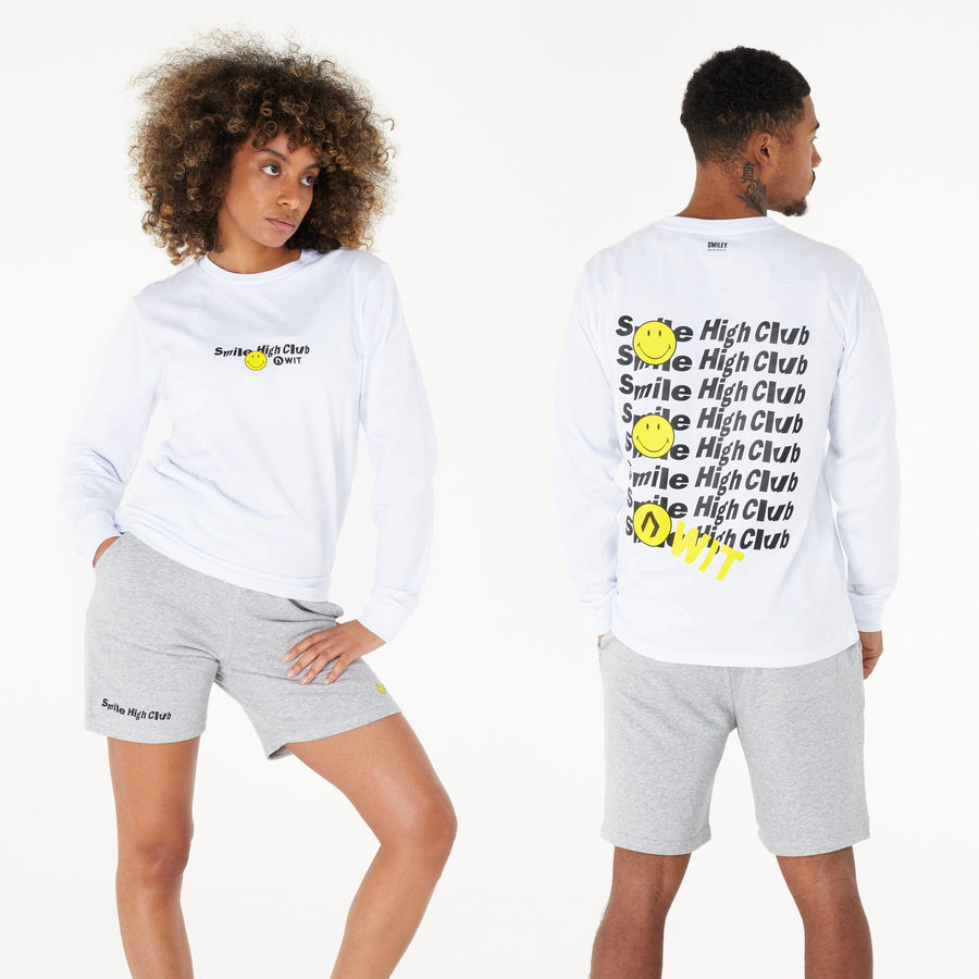 WIT Fitness T-shirts WIT & Smiley Originals Smile High Club L/S Tee in White