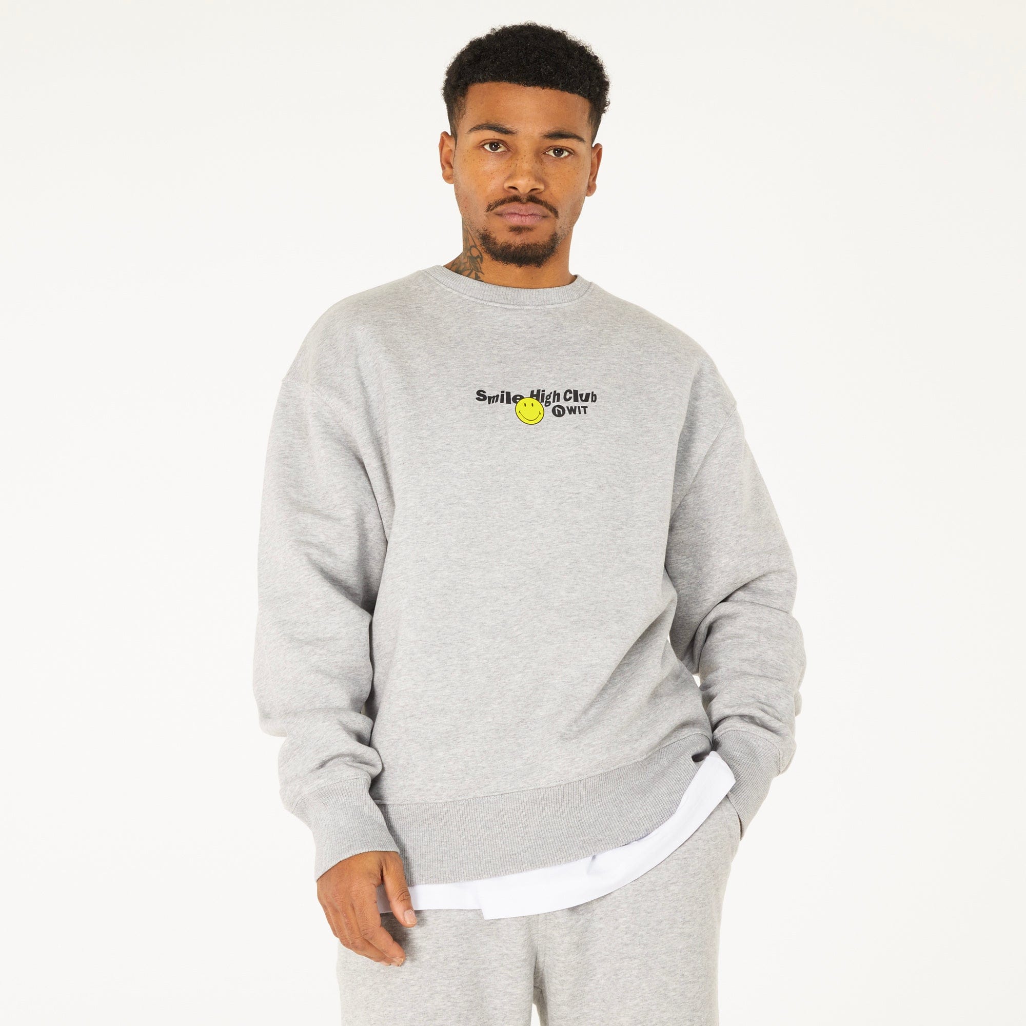 WIT Fitness Sweatshirts WIT & Smiley Originals Smile High Club Sweatshirt in Grey