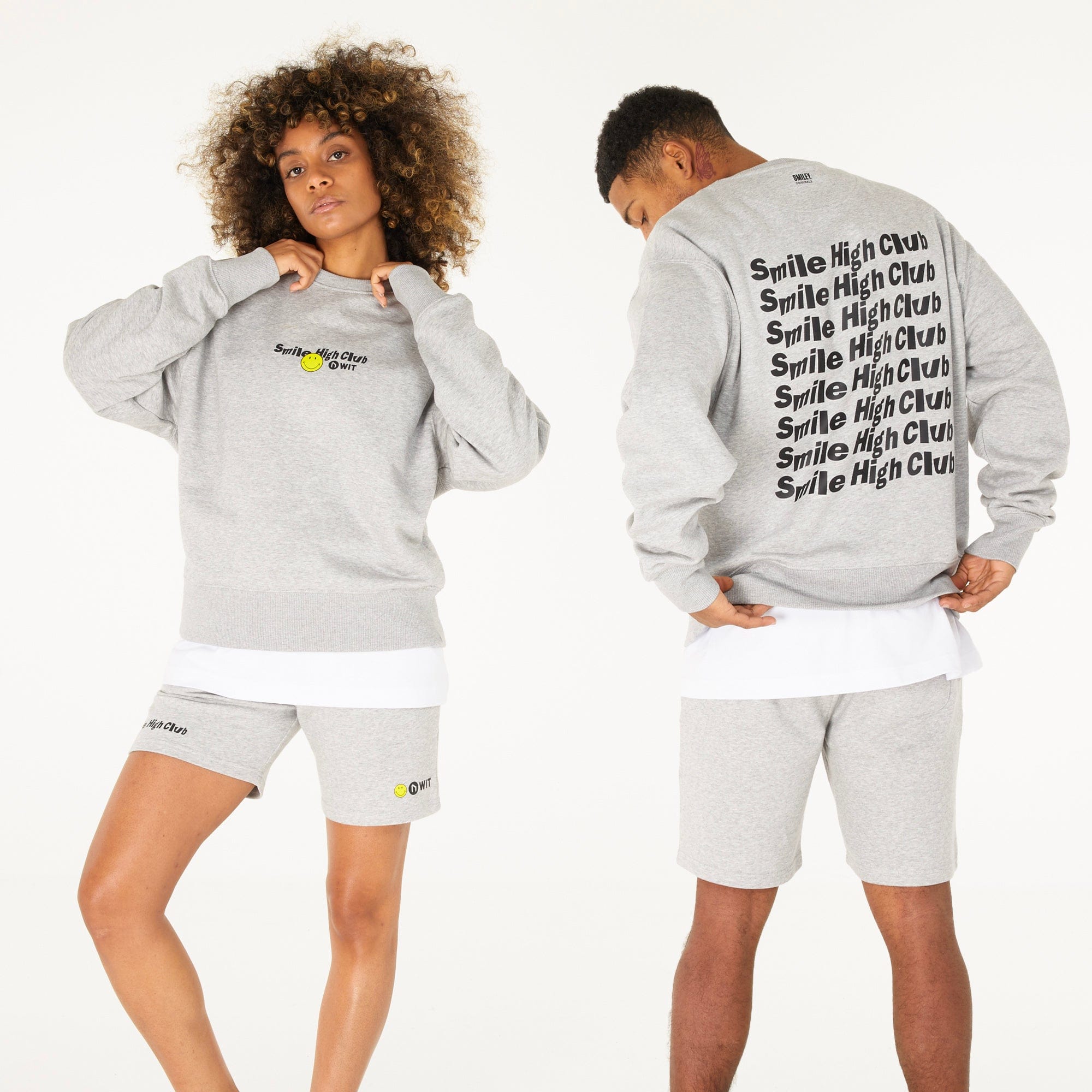 WIT Fitness Sweatshirts WIT & Smiley Originals Smile High Club Sweatshirt in Grey